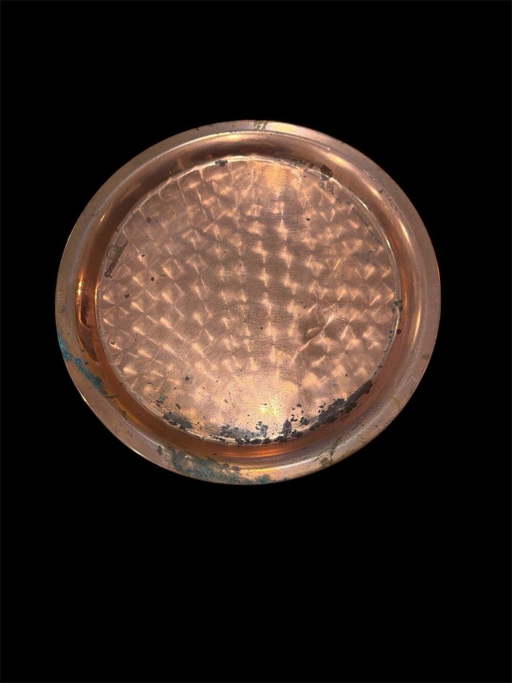 Vintage Coppercraft Guild Hand-Hammered Copper Tray 12.5” Mid-Century Patina